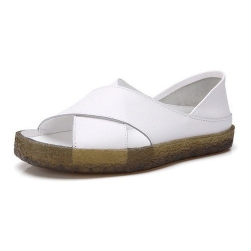 Zapatos De Sandalias De Piel Para Mujer Talla Grande Cruzada