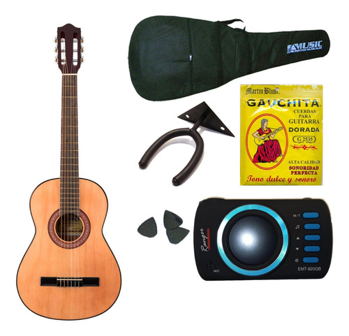 Gracia M5 Combo Guitarra Clasica + Funda + Afinador + Acc Pr