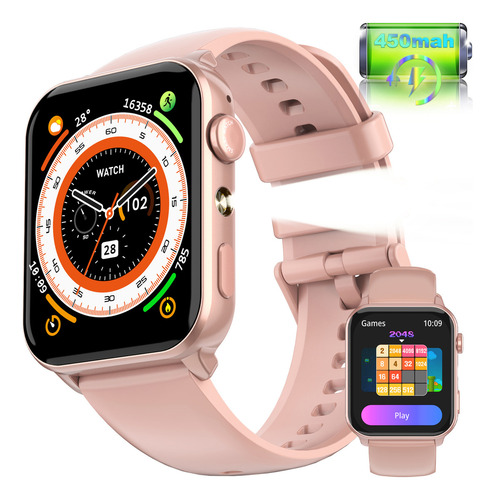 Reloj Smartwatch Hombre Smart Watch Mujer Blackview R30 Max 1.91'' Lcd, Llamadas Por Bluetooth, Smartwatches Con Luz Led Súper Brillante, Rosa