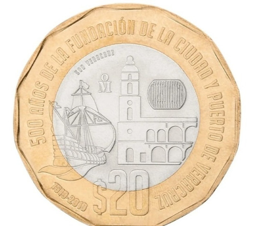 Imagen 3 de 3 de Lote De 3 Monedas 20 Pesos 500 Años Fundacion De Veracruz