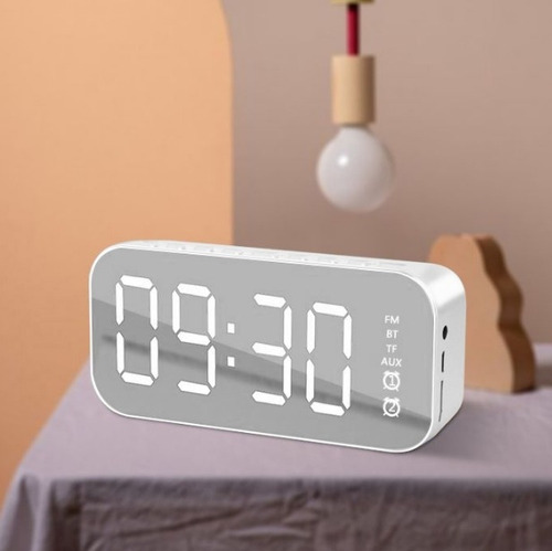 Reloj Despertador Con Espejo Digital Con Parlante Bluetooth