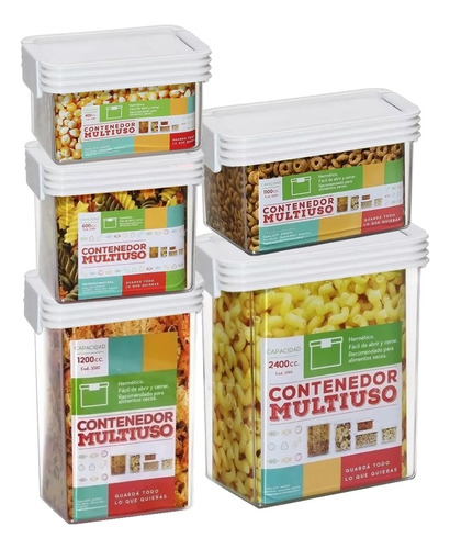 Kit 10 Contenedores Herméticos Táper Organizador Plástico