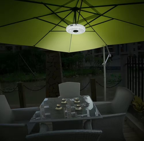 Lámpara Luz Led Sombrilla P/mesa Jardín Patio Plateado Lampara