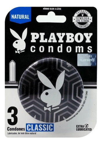 3 Condones De Látex Playboy Classic Lubricados