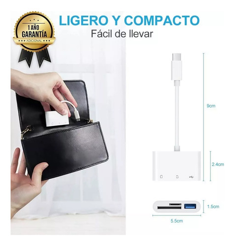 Adaptador Lector De Tarjetas Memoria Usb C Usb Tipo C 3 En 1