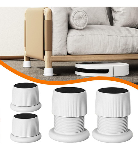 4 Elevadores Redondos Para Muebles Con Base Autoadhesiva Aju