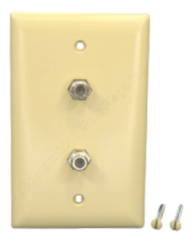 Faceplate Tapa Cajetin Coaxial Cable Tv Doble 2 Puerto Beige