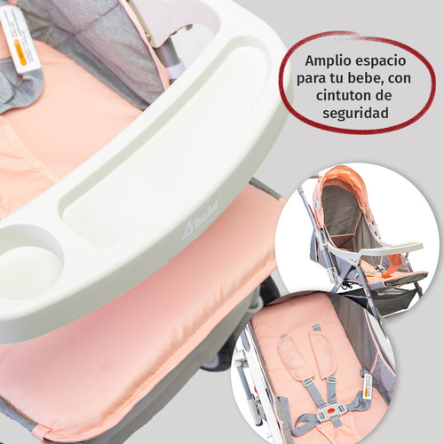 Carriola Reversible Para Bebé D Bebe Bm Rosa Rosa
