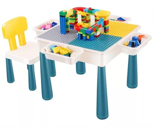 Imagen 1 de 2 de Mesa Multifuncional Con Silla Para Bebe Cubos Bloques