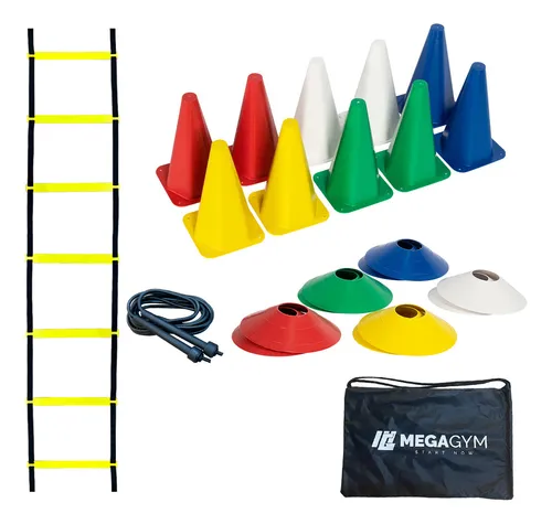 Kit Funcional Agilidade 10 Cones + 10 Pratos + Escada + Corda De ...