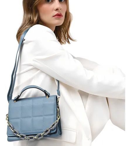 Bolsa Feminina Transversal Média Com Alça De Mão Corrente Cor Azul |  MercadoLivre