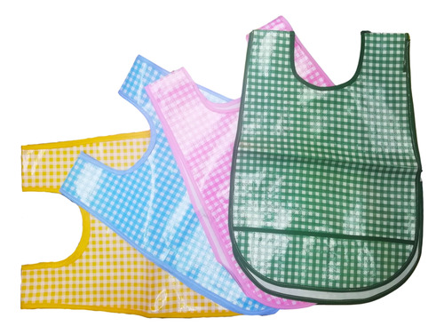 4 Batas Kínder Plastificada Mandil Protector Preescolar