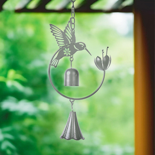 Adorno Colgante De Campana De Viento De Metal Con Plata