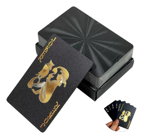 1 Caja De Cartas De Juego Premium De Oro Negro, Pvc Magic