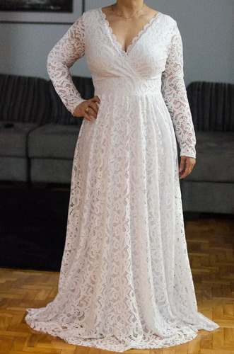 vestido de noiva casamento civil plus size