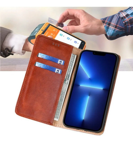 Funda Protectora Para Motorola Carcasa Case De Cuero Cartera
