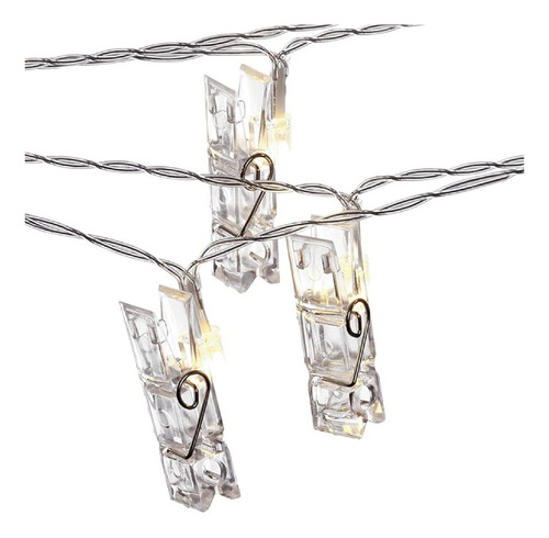 Pinzas Luces Led Decorativas Portaretratos 10pz 3 Metros Color Amarillo Pinzas Led