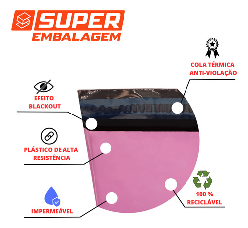 Envelope De Segurança Rosa 12x18 Kit 800 Un Correios Envios