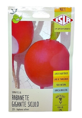 Sementes De Rabanete Gigante Siculo Isla Multi, Pacote 3gr