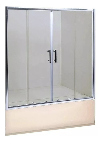 Mampara Bañadera 160x150 Cm 4 Hojas Transparente Vidrio 6mm