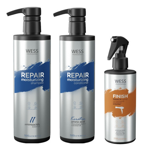 Kit Wess Repair Sh 500ml + Cond 500ml + Finish 250ml