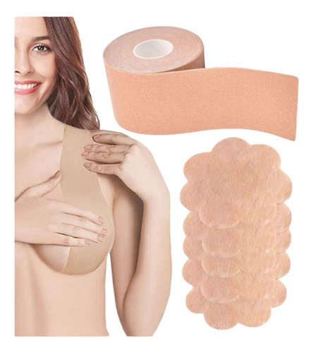 Boob Tape Cinta Levanta Busto 5cm + 5 Cubre Pezón Adhesivo 