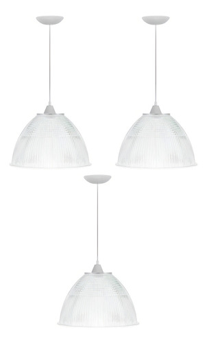 Kit 3 Luminária Galpão Industrial 12 Pol 32 Cm Cabo 3 Metros Cor Branco 110v/220v