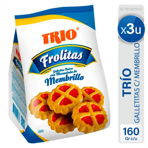 Galletitas Trio Frolitas Mermelada Membrillo Dulce - Pack X3