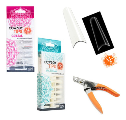 Tip Coffin Cowvoy Combo Natural /transparente + Corta Tip Transparente Y Natural Lisa