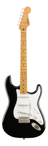 Guitarra eléctrica Squier by Fender Classic Vibe '50s Stratocaster de nyatoh negra y blanca poliuretano brillante con diapasón de arce