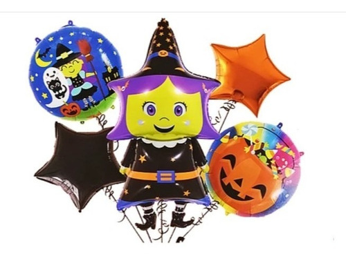 Set 5 Globos Metalicos Halloween- Varios Diseños Globifiesta