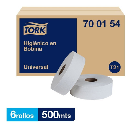 Tork Higienico En Bobina Universal Max Hs 6 Rollos / 500 Mts