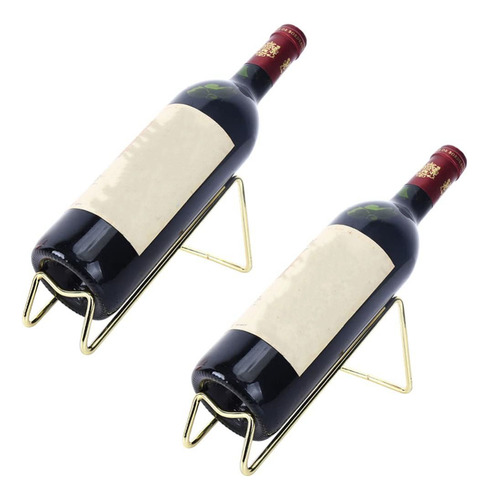 Botellero Dorado Con Diseño Geométrico Para Vino, 2 Unidades