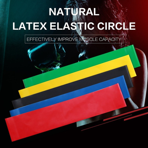 Imagen 7 de 8 de Kit 5 Bandas Elásticas Resistencia Circular Fitness Pilates