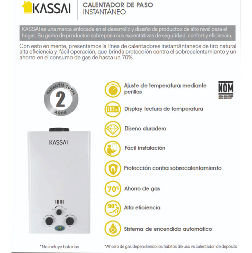 Calentador De Paso Kassai 6lpm