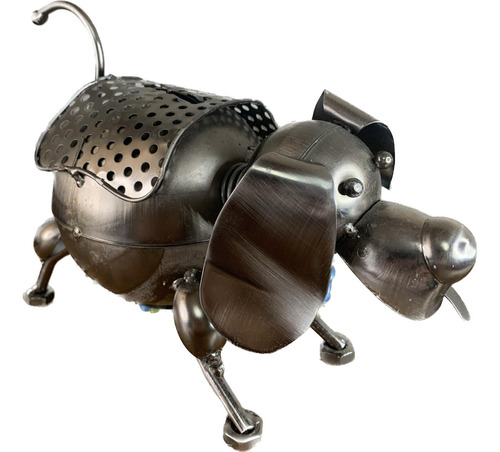 Cofrinho Cachorro Em Metal Feito A Mão 18 Cm