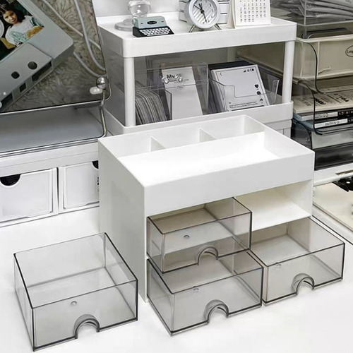 ** Caixa Organizadora De Mesa Multifuncional Com 4 Gavetas