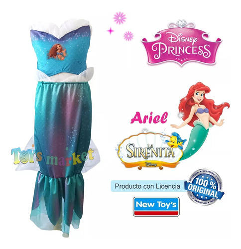 Disfraz La Sirenita Ariel Con Remera Disney New Toys