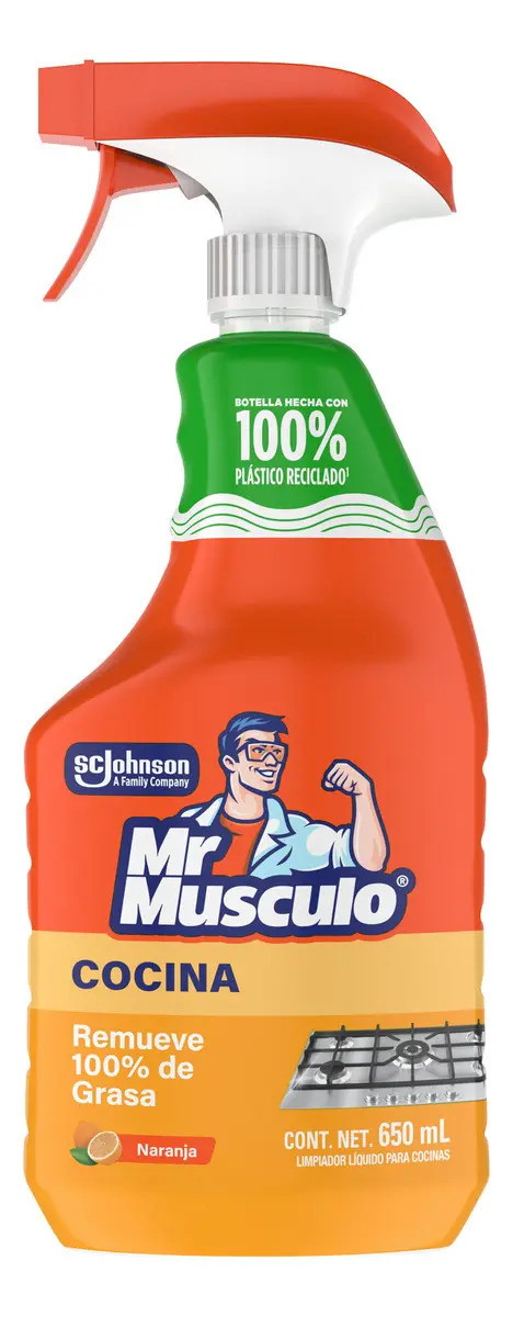 Limpiador Mr Músculo Cocina naranja en atomizador