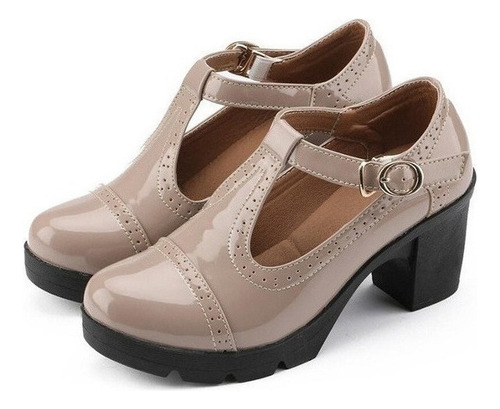 Sandalias Plataforma Oxford Tacón Grueso For Mujeres