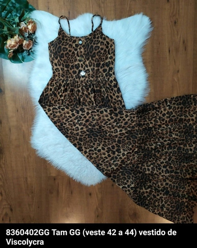 Imagem 5 de 5 de Vestido Longo Feminino Alça Animal Print