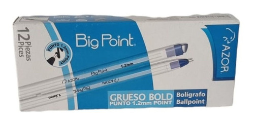 12 Pz Boligrafo Big Point Azor Punto Grueso 1.2 Mm 