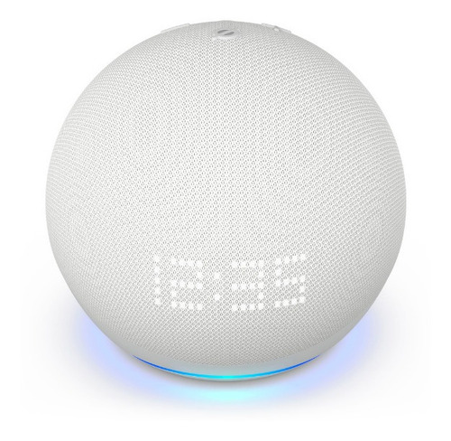 Amazon Echo Dot 5th Gen with clock con asistente virtual Alexa, pantalla integrada glacier white 110V/240V