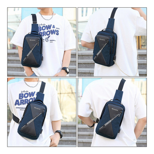 Bolso Pecho Hombre - Impermeable Bandoleras Cruzada, Bolso De Mano Antirrobo Para Hombre, Resistente Al Agua, Bandolera De Viaje, Con Cargador Usb