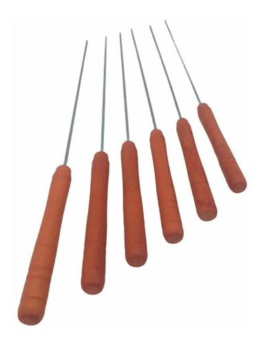 Brochet X6 Acero Palitos Pinches Para Asar Parrilla Asado 