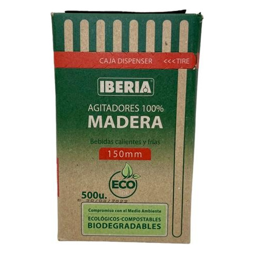 Agitadores De Madera Iberia Biodegradables 15cm X 500 Uni