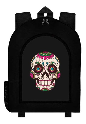 Mochila Negra Calavera Mexicana A41