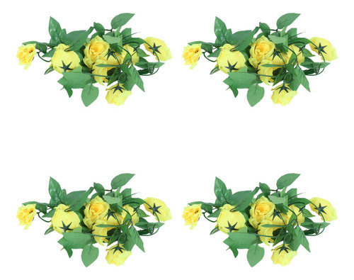 4 Peças De Flores De Videira Penduradas, Rosas