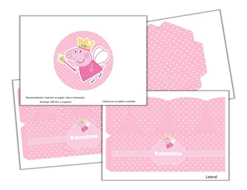 Centro De Mesa Imprimible Caja Hexagonal Peppa Pig Hada