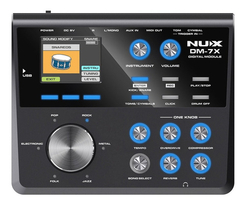Imagen 6 de 8 de Batería Eléctrica Nux Dm7x Pads Malla + Pedal Doble + Silla